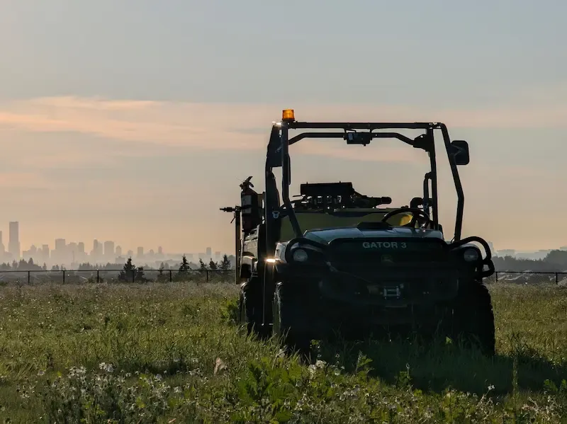 Green Oasis truck at industrial vegetation control site